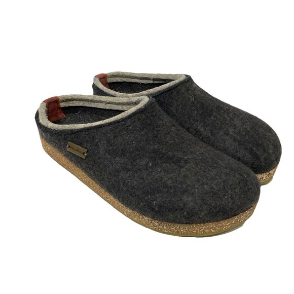 Haflinger Womens 39 Grizzley Clogs Mules Wool Felt Dark Grey - Picture 1 of 8